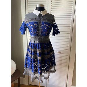 Lace and Mesh Dress Shirt Collar M
